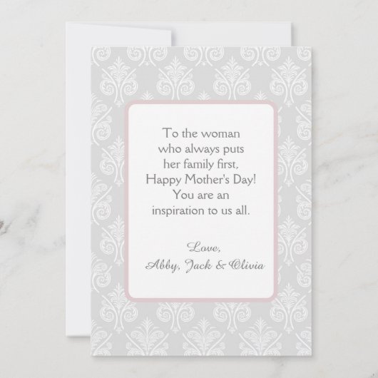 Happy Moederdag Custom Photo and Text Kaart (Achterkant)