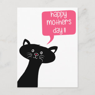 Happy Moederdag - Cute Black Cat Briefkaart
