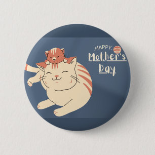 Happy Moederdag Cute Cat en Kitten Ronde Button 5,7 Cm