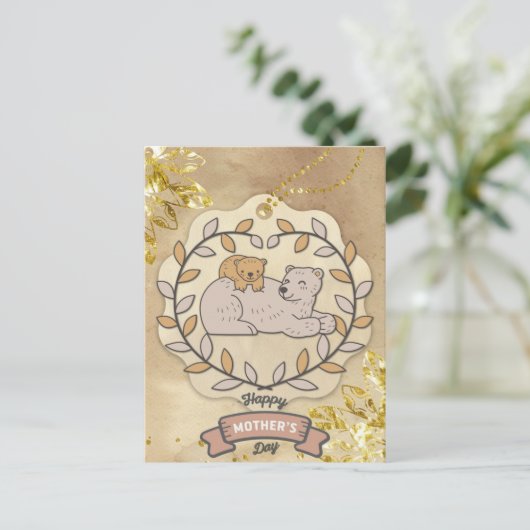 Happy Moederdag Cute Fun Beer en Cup Briefkaart (Staand voorkant)