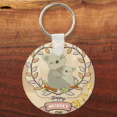 Happy Moederdag Cute Fun Koala Beer en Baby Sleutelhanger (Voorkant)