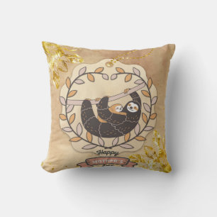 Happy Moederdag Cute Fun Koala Sloth en Baby Kussen