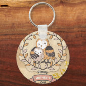 Happy Moederdag Cute Fun Owl Bird Sleutelhanger (Voorkant)