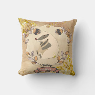 Happy Moederdag Cute Fun Raccoon Kussen