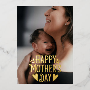 Happy Moederdag Cute Modern Custom Photo Folie Feestdagenkaart