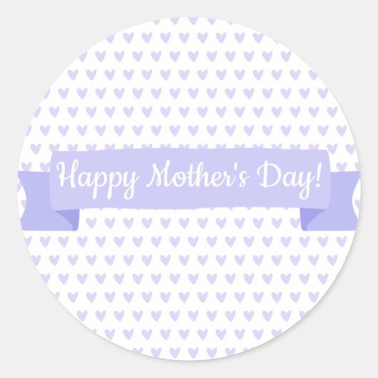 Happy Moederdag | Cute Paars Hearts Pattern Ronde Sticker (Voorkant)
