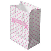 Happy Moederdag | Cute Pink Hearts Pattern Medium Cadeauzakje (Voorkant Gekanteld)