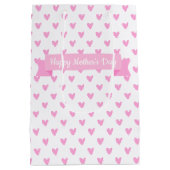 Happy Moederdag | Cute Pink Hearts Pattern Medium Cadeauzakje (Achterkant)
