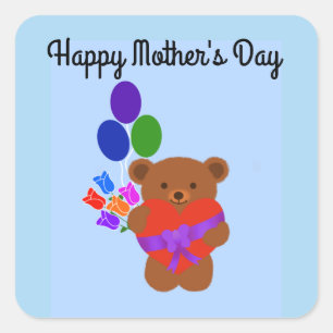 Happy Moederdag Cute Teddy Bear #3 Stickers