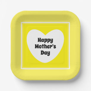 Happy Moederdag Cute Yellow Papieren Bordje