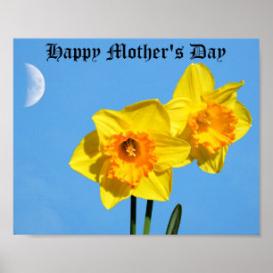 Happy Moederdag Daffodils Gold Medal Poster