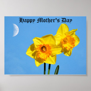 Happy Moederdag Daffodils Gold Medal Poster