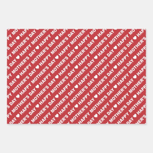 Happy Moederdag Dark Red en White Inpakpapier Vel (Voorkant)