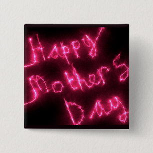 Happy Moederdag Electric Hot Pink Glow-tekst Vierkante Button 5,1 Cm