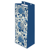 Happy Moederdag Elegant Blauw Chinoiserie Floral Wijn Cadeautas (Achterkant Gekanteld)