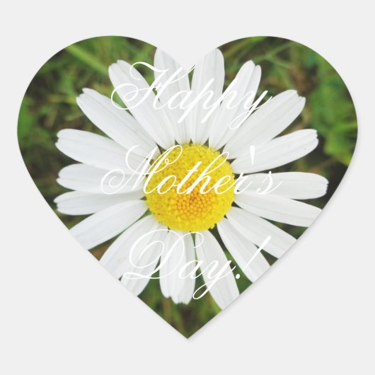 Happy Moederdag Elegant Daisy Flower Floral Hart Sticker (Voorkant)