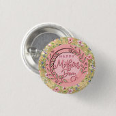 Happy Moederdag Elegant Modern Roze Bloemen Ronde Button 3,2 Cm (Voorkant /achterkant)