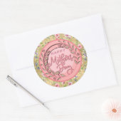 Happy Moederdag Elegant Modern Roze Bloemen Ronde Sticker (Envelop)
