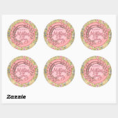 Happy Moederdag Elegant Modern Roze Bloemen Ronde Sticker (Vel)