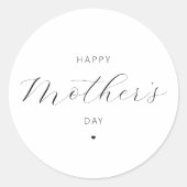 Happy Moederdag Elegant Script Typografie Ronde Sticker (Voorkant)