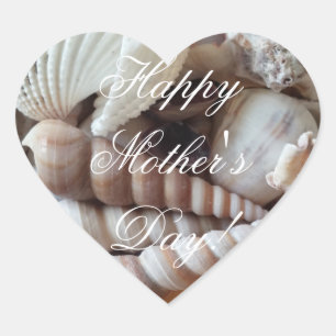 Happy Moederdag Elegant Sea Shells Beach Thema Hart Sticker