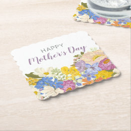Happy Moederdag Floral Blooms Kartonnen Onderzetters