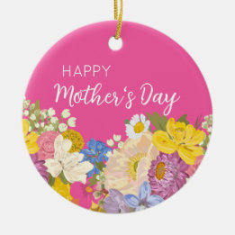 Happy Moederdag Floral Blooms Keramisch Ornament