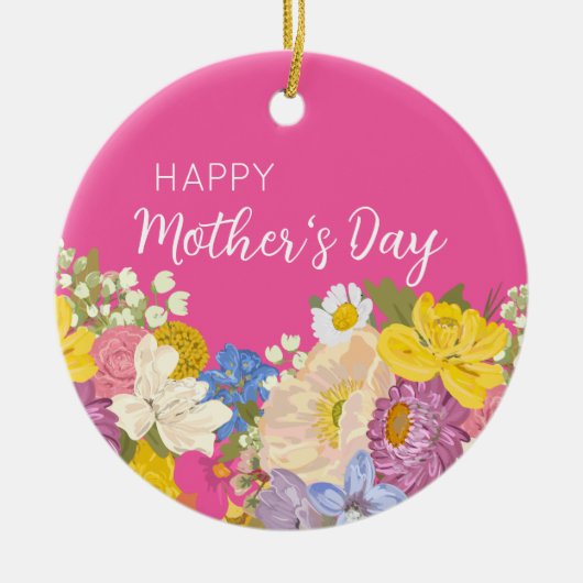 Happy Moederdag Floral Blooms Keramisch Ornament (Voorkant)