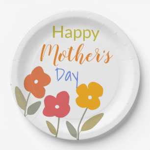 Happy Moederdag Floral Blooms Napkins Papieren Bordje