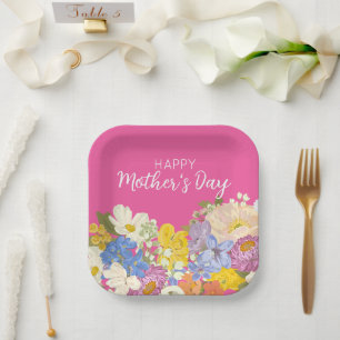 Happy Moederdag Floral Blooms Papieren Bordje