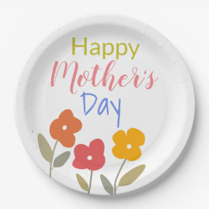 Happy Moederdag Floral Blooms Papieren Bordje