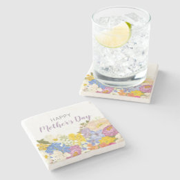 Happy Moederdag Floral Blooms Stenen Onderzetter