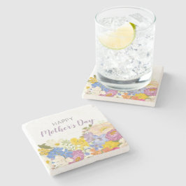 Happy Moederdag Floral Blooms Stenen Onderzetter
