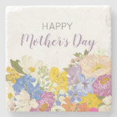Happy Moederdag Floral Blooms Stenen Onderzetter (Voorkant)