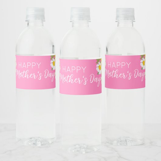 Happy Moederdag Floral Blooms Waterfles Etiket (Flessen)