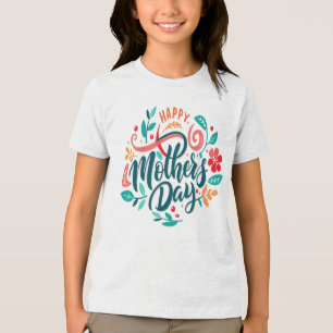 Happy Moederdag Floral Design-63754 Button Tri-Blend Shirt