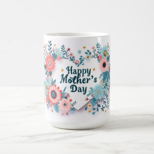 Happy Moederdag Floral Heart Koffiemok