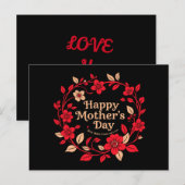 Happy Moederdag Floral Krans Briefkaart (Voorkant / Achterkant)