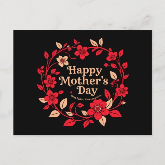 Happy Moederdag Floral Krans Briefkaart (Voorkant)