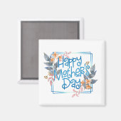 Happy Moederdag Floral Lijst | Magneet (Voorkant / Achterkant)