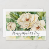 Happy Moederdag Floral Magnolia Name Script Feestdagenkaart (Voorkant / Achterkant)