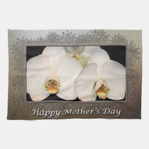 Happy Moederdag Floral Orchid Theedoek