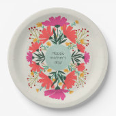 Happy moederdag floral papieren bordje (Voorkant)