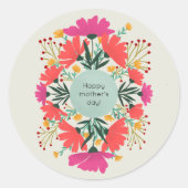Happy moederdag floral ronde sticker (Voorkant)