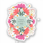 Happy moederdag floral sticker (Voorkant)