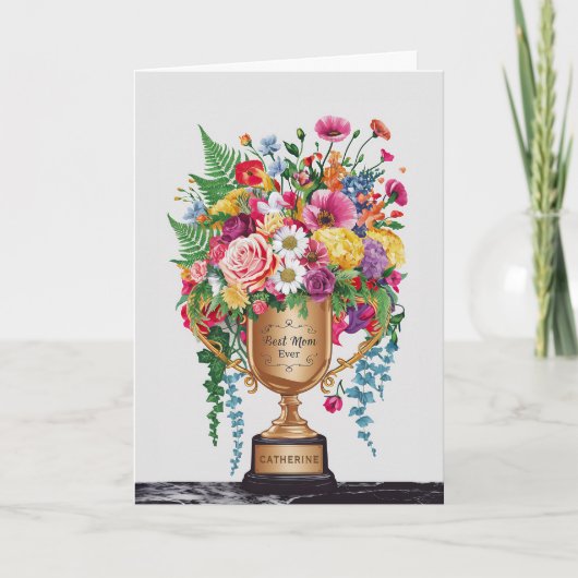 Happy Moederdag Floral Trophy  Kaart (Voorkant)