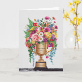 Happy Moederdag Floral Trophy  Kaart (Gele Bloem)