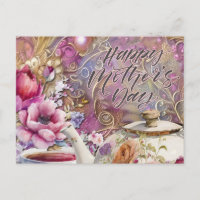 Happy Moederdag Flowers en Tea Party