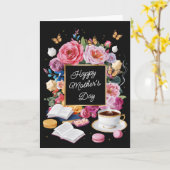 Happy Moederdag Flowers & Macarons Kaart (Gele Bloem)