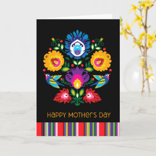 Happy Moederdag, Folklorebloemen Aangepaste tekst Kaart